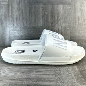 Nike Victori One Slides Women 9 White Metallic Silver Brand New Athletic Sandals